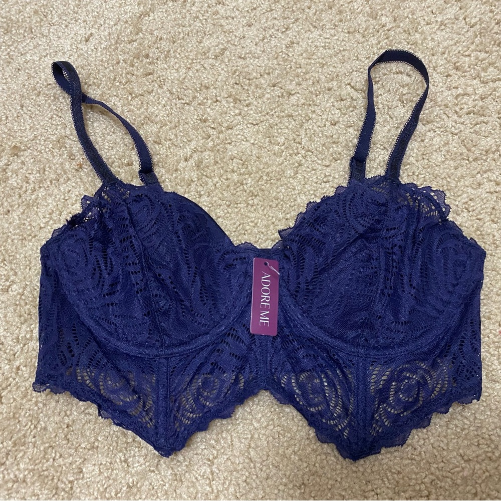 Adore Me Navy Lace Bra